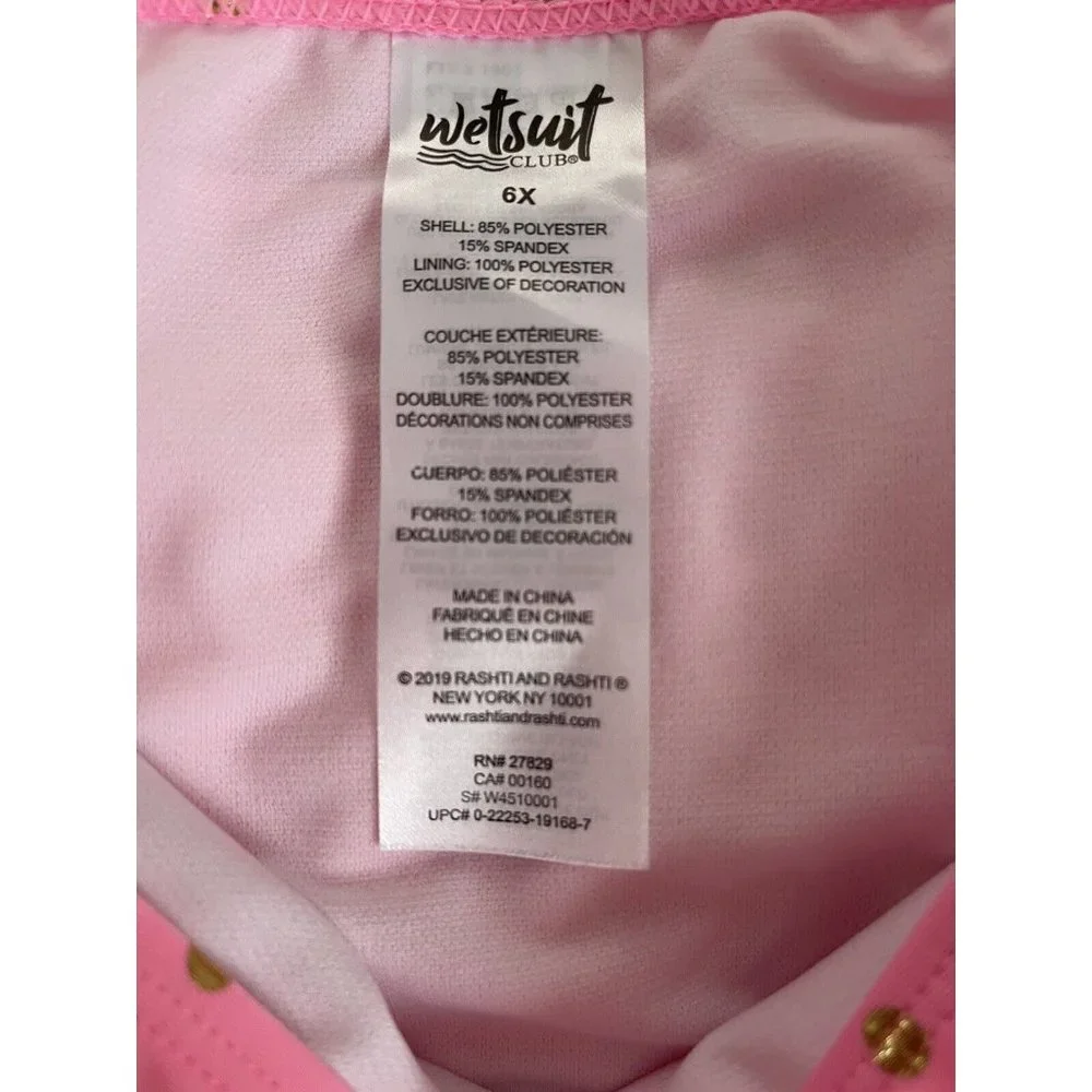 Girls Swimsuit Set Wetsuit Club Size 6X 2-Piece Swimsuit with 3-D Pink - Picture 9 of 11